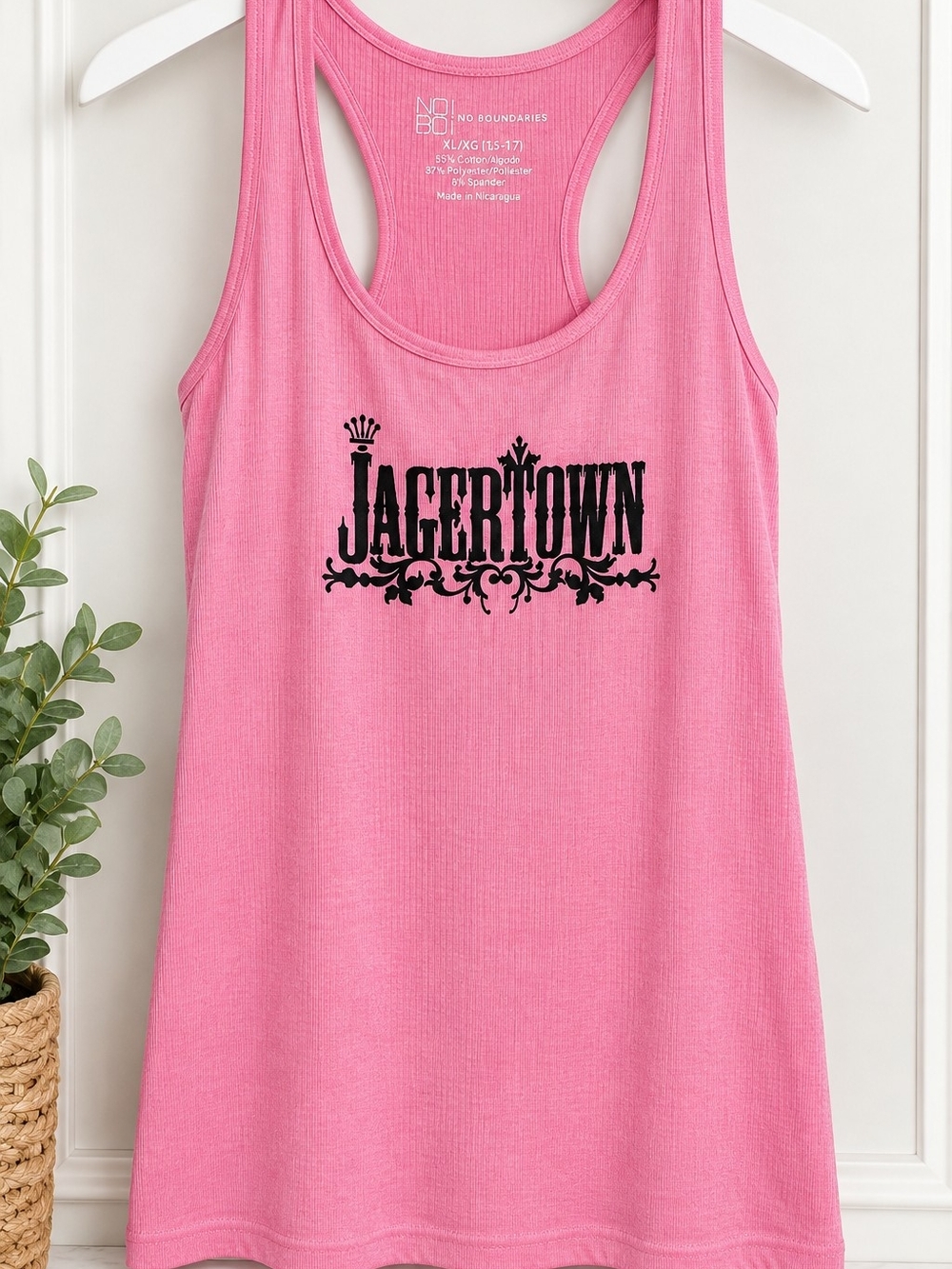 No Boundaries Jagertown Pink Graphic Racerback Tank Top XL 15-17